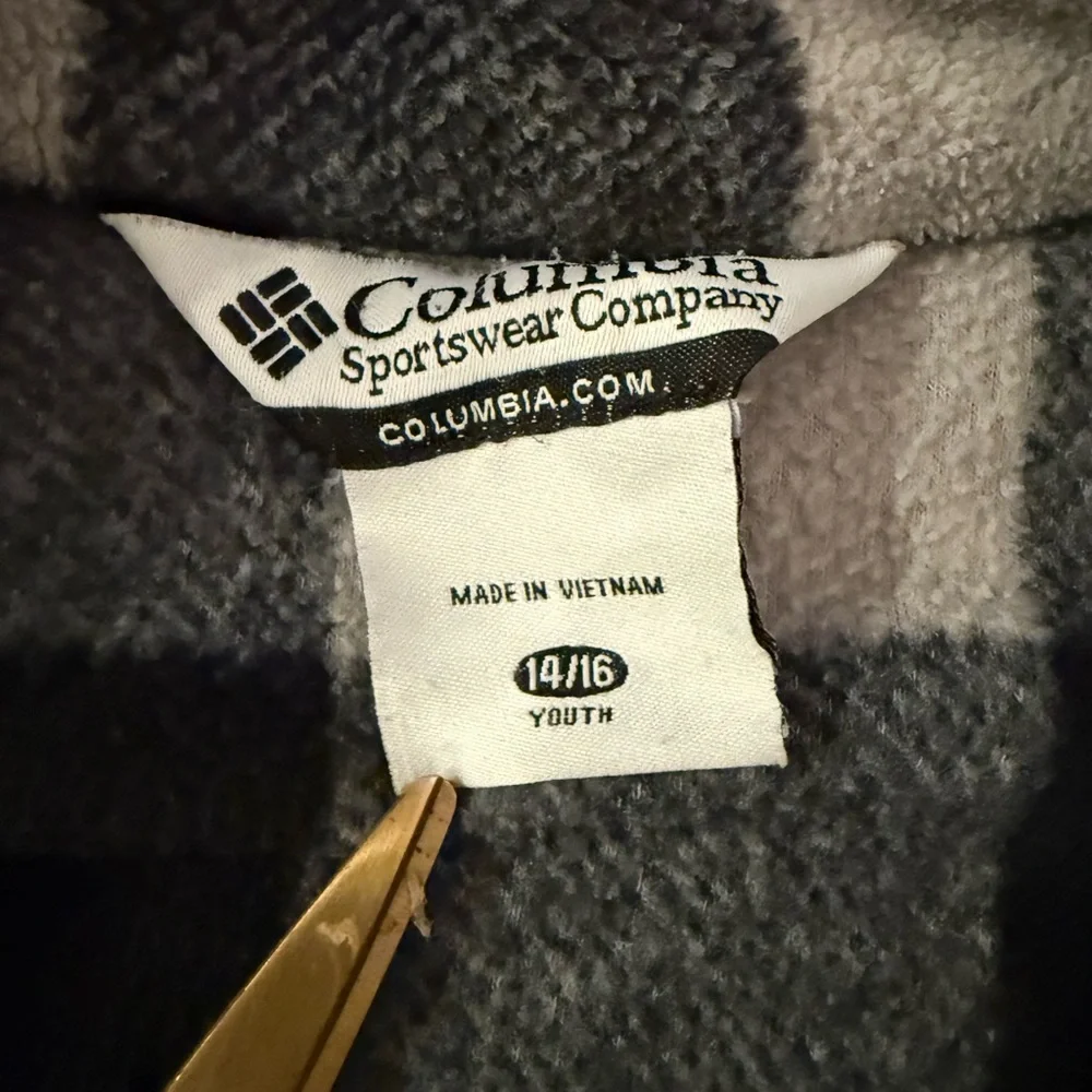 Columbia Gray and Black Checkered Jacket size‎ 14/16 youth